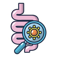Bacteria in bowel icon, cartoon style
