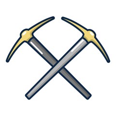 Pick axe tool icon, cartoon style