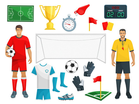 Football vector icons set of soccer sport game