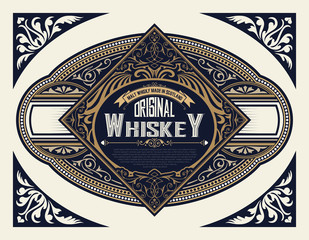 Retro logo for Whiskey or other products with Floral Frame