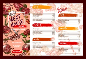 Fotobehang Vector menu template for fresh meat restaurant © Vector Tradition