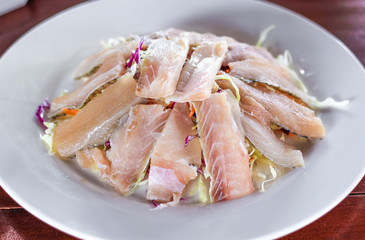 Fresh snapper with vegetable prepare sliced for soup