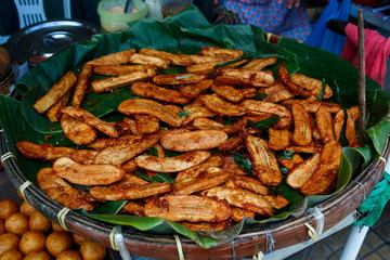 Deep Fried Banana,Banana fried,fried sliced banana of Thailand foods.