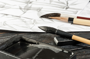 closeup writing brush