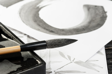 closeup writing brush