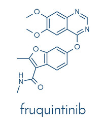 Fruquintinib cancer drug molecule. Skeletal formula.