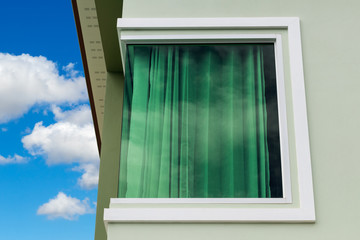 Green glass window corner.