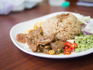 Thailand menu rice mixed ingredient called Khao Klook Kapi