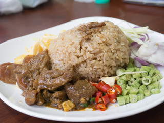 Thailand menu rice mixed ingredient called Khao Klook Kapi