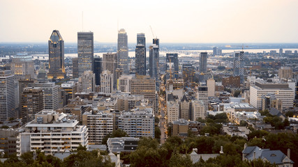 Fototapeta na wymiar Aerial view of the downtown of Montreal, Canada