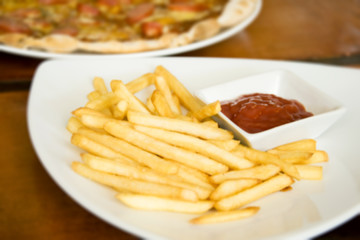 French fries with ketchup.