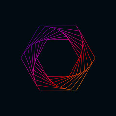 Obraz premium Kolorowe Fraktal Streszczenie Symbol Kształt w czarnym tle