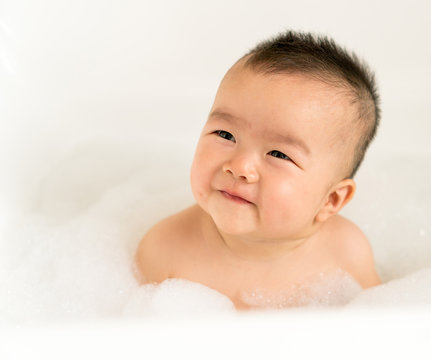 baby taking bath