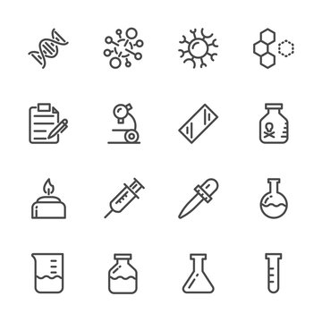 Laboratory equipment Icons set. Vector line icons