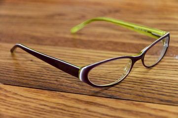 glasses on table, with selective focus