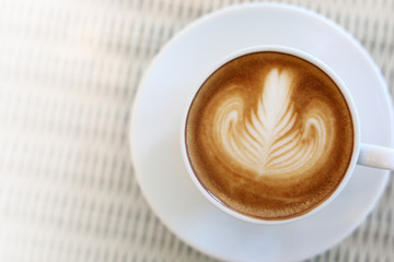 heart shape latte art of hot coffee drink