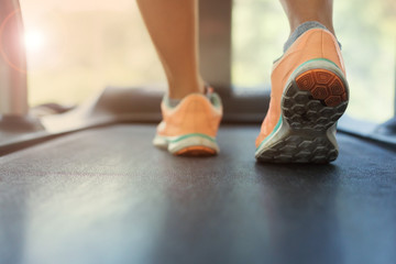 human walking exercise on run treadmill machine cardio equipment