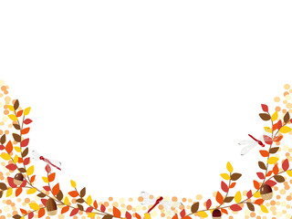 秋の紅葉植物のフレーム素材 © kumashacho