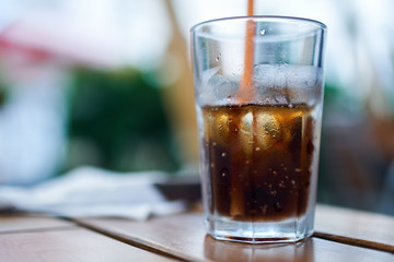Glass of coke with ice