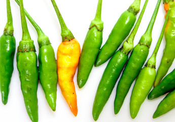 Fresh green and yellow spicy chili