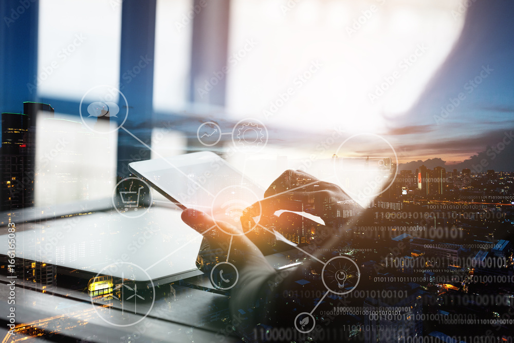 Poster double exposure telecommunication device network