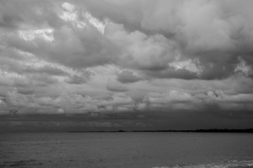 Black and white sky and clouds before rain coming at Thailand.