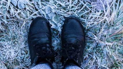 Shoes on a snowy day