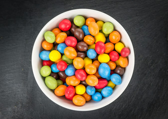 Slate slab with Cocolate coated Peanuts
