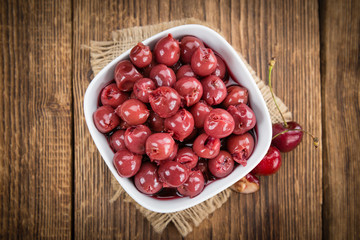 Portion of Canned Cherries , selective focus