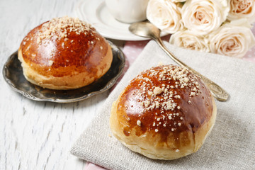 Tasty breakfast: sweet homemade buns