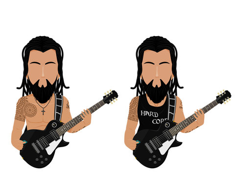 Isolate rock Guitarist on white background
