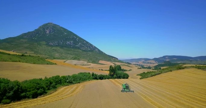 Montaña y cosecha de trigo, agricultura 