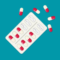 Blister pack of pills. flat vector.