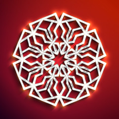 Islamic glowing ornament, arabic style mandala. Vector illustration.