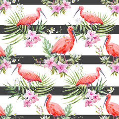 Watercolor tropical vector pattern