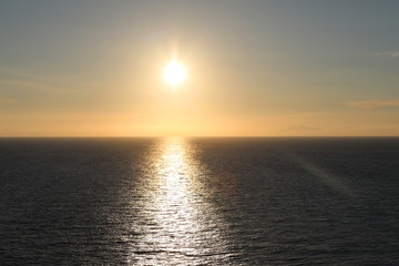 Sea and sunset sky. Beautiful seascape.