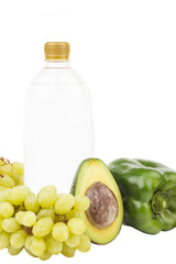 Set of green fruits and vegetables, isolated on white