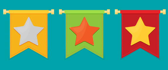 Gold star on the flag icon set