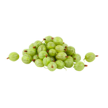 Bunch of green gooseberries, isolated on white