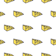Cheese line icon seamless vector pattern.