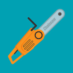 Chainsaw icon in flat style vector