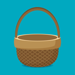 Flat vector basket icon isolated on color background
