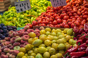 Fresh product of fruit and vegetable in Central Market Hall, Budapest, Hungary