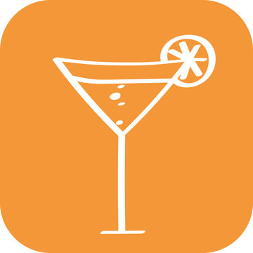 Handgezeichneter Cocktail auf orangenem Hintergrund