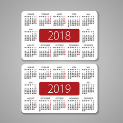 Abstract 2017 and 2018 German pocket vector calendar