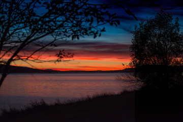 Fototapeta na wymiar Sunset over lake Storsjön