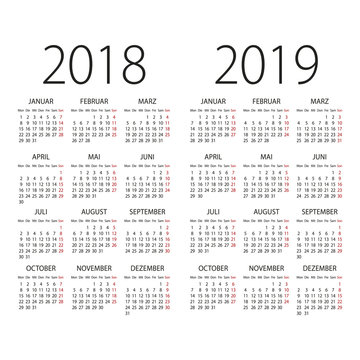 Abstract 2017 and 2018 German vector calendar
