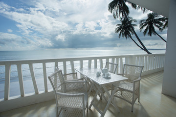 Beach and cup of coffee