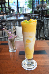 Glass of fresh mango smoothie