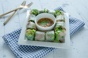 Fresh spring rolls.Vietnamese Food
